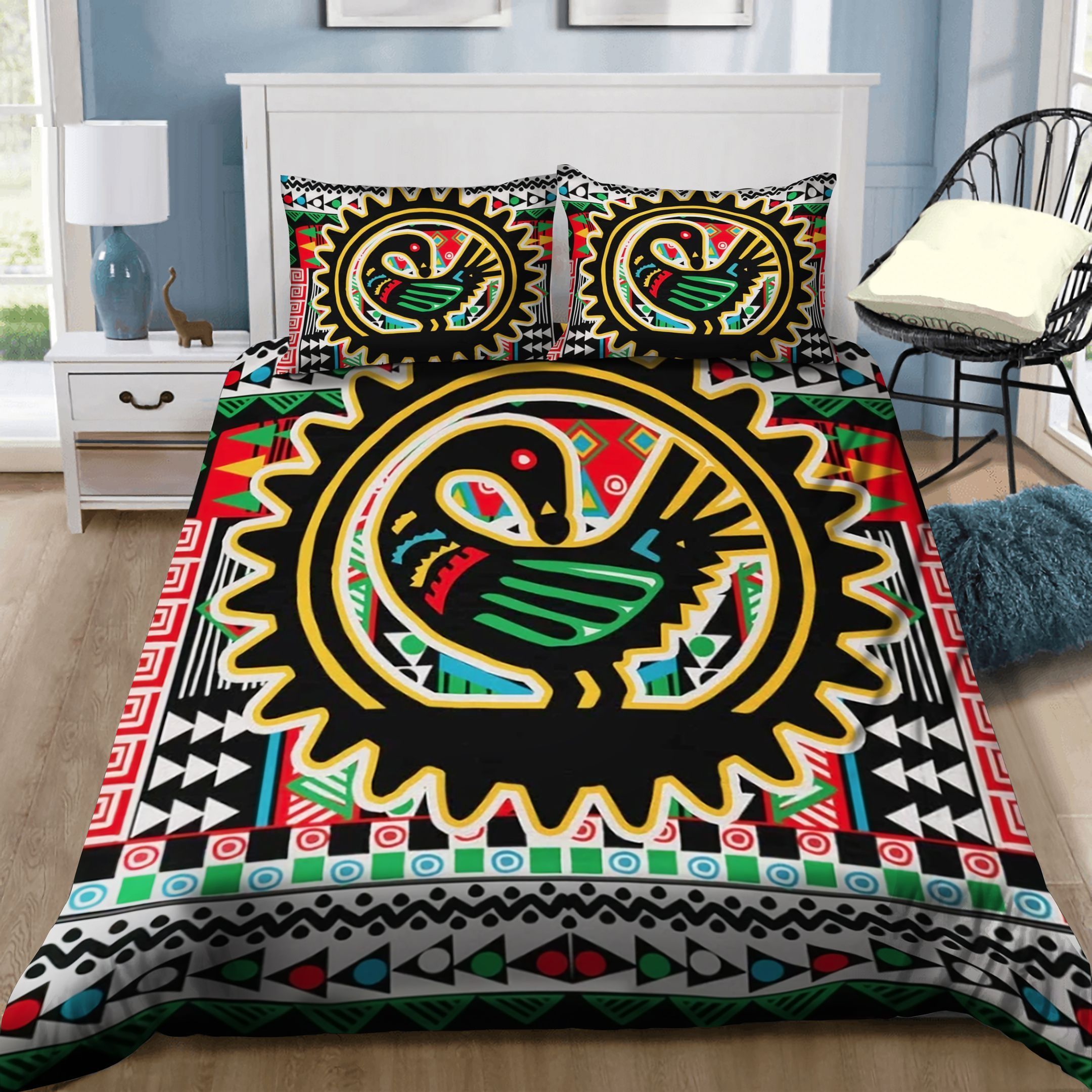 African Sankofa Patchwork Bedding Set