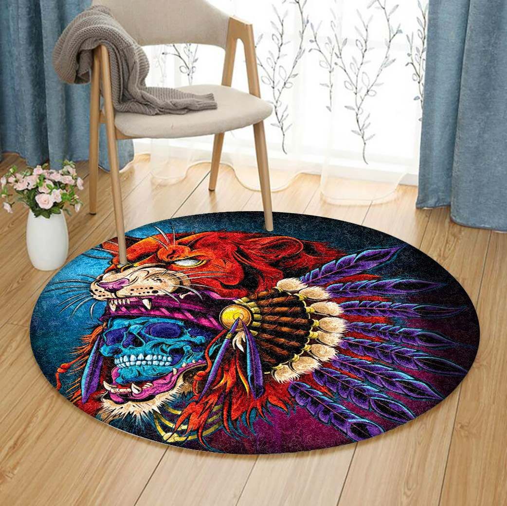 African Skull Round Carpet