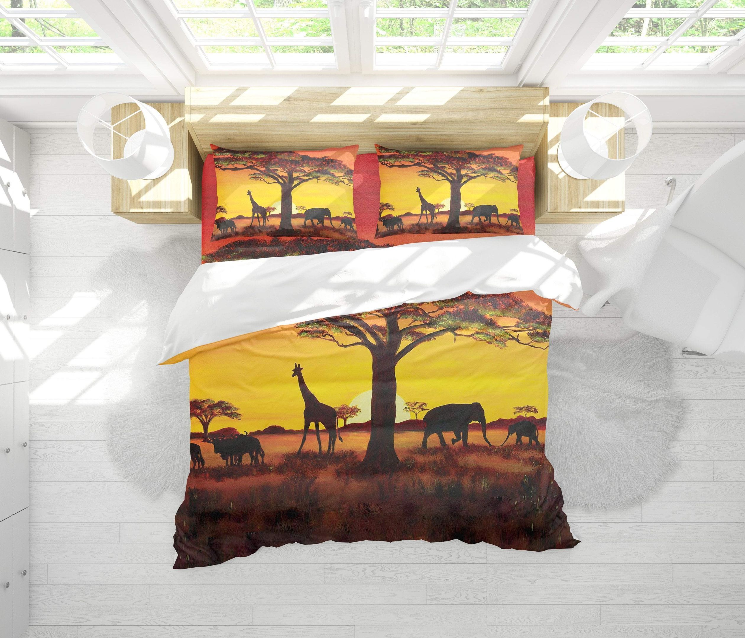 African Sunset Scene Bedding Set