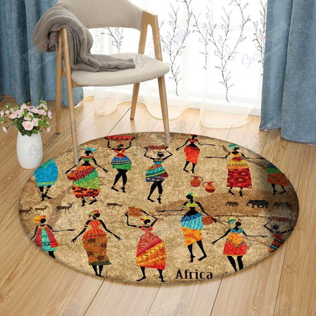 African Woman Round Carpet