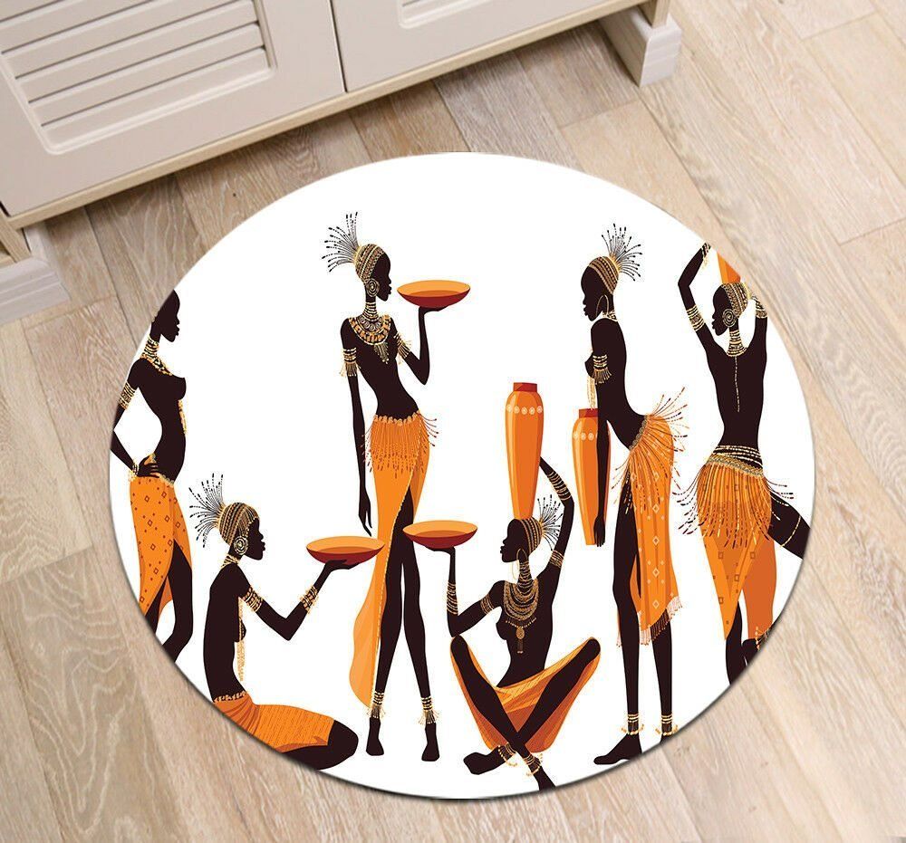 African Women Round Carpet