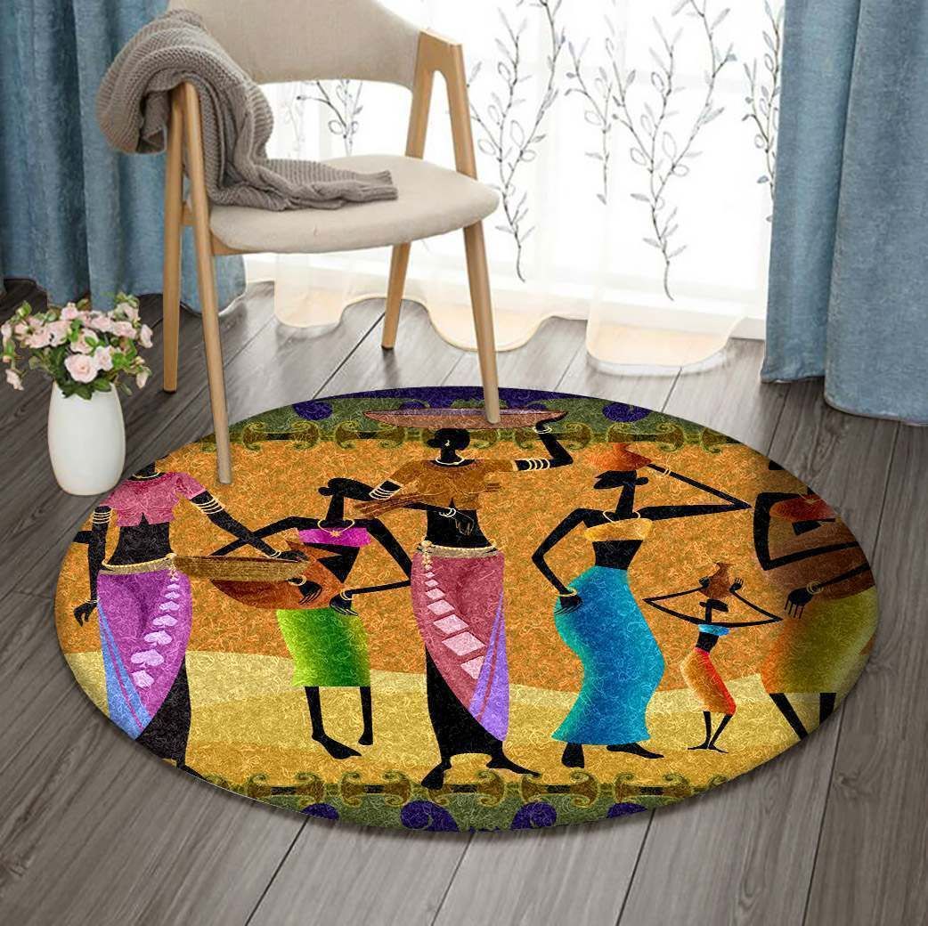 African Women Round Carpet