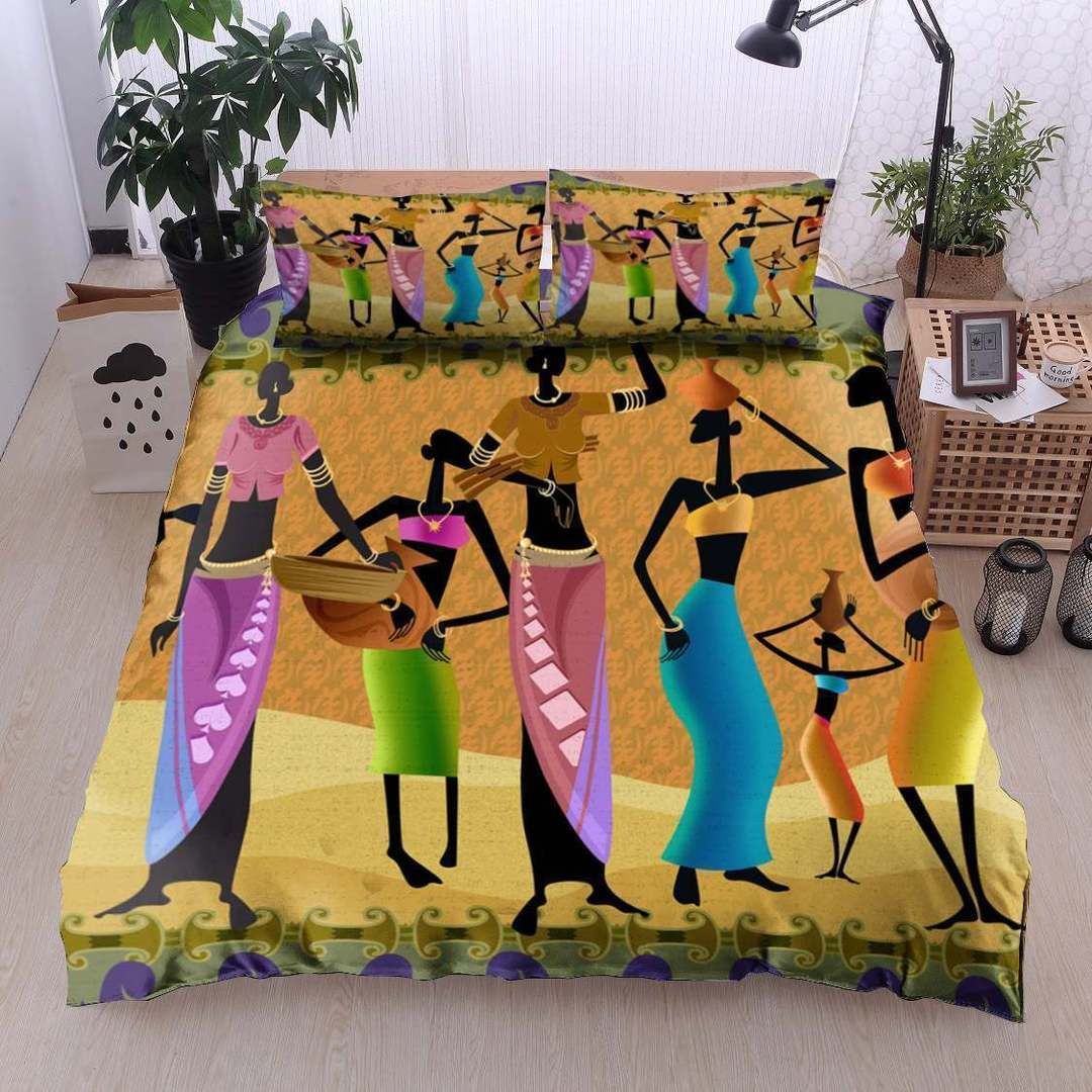 African Women Cotton Bed Sheets Spread Comforter Duvet Cover Cotton Bed Sheets Spread Comforter Bedding Set
