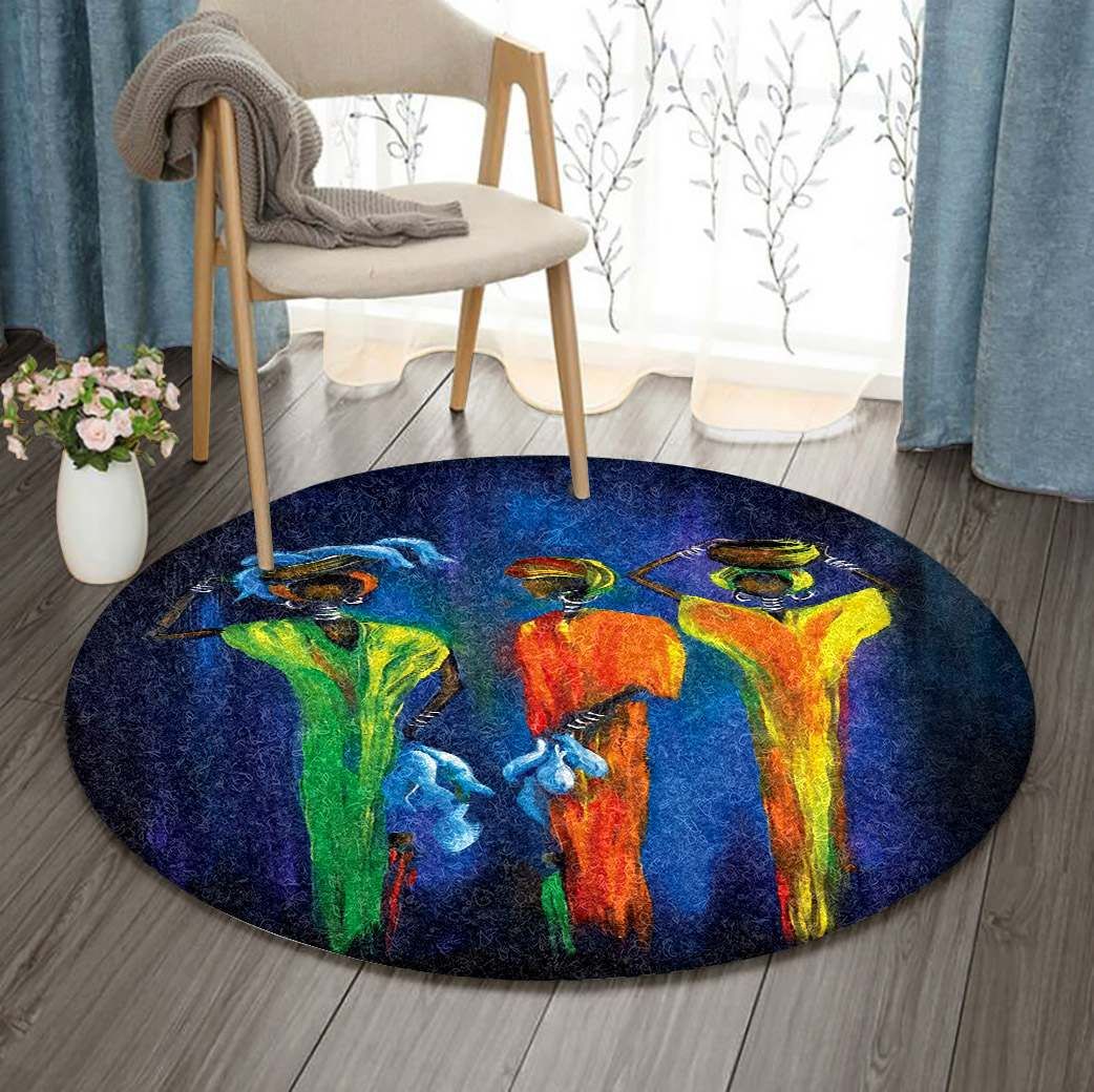 African Women Round Carpet