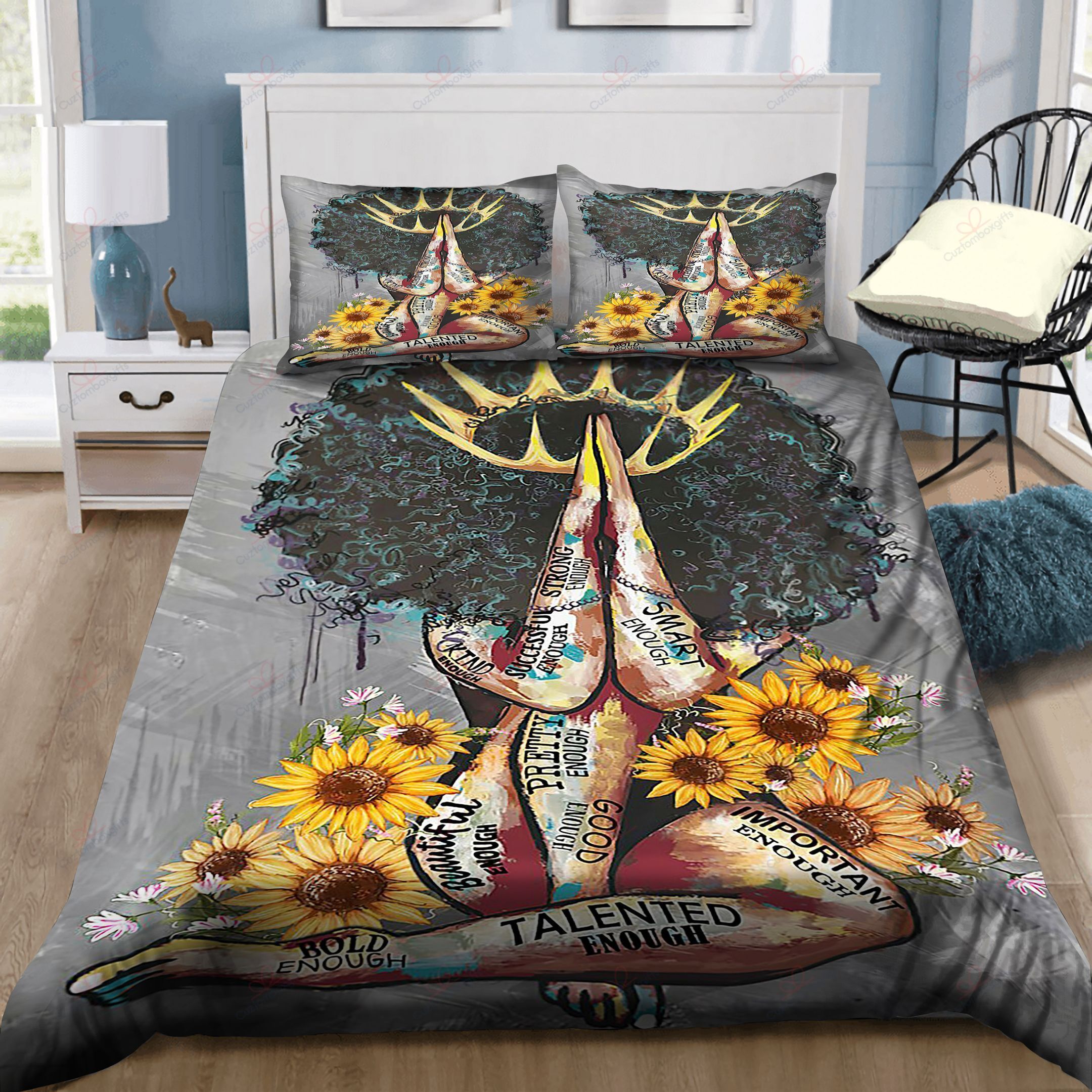 Afro Girl I Am Enough Bedding Set