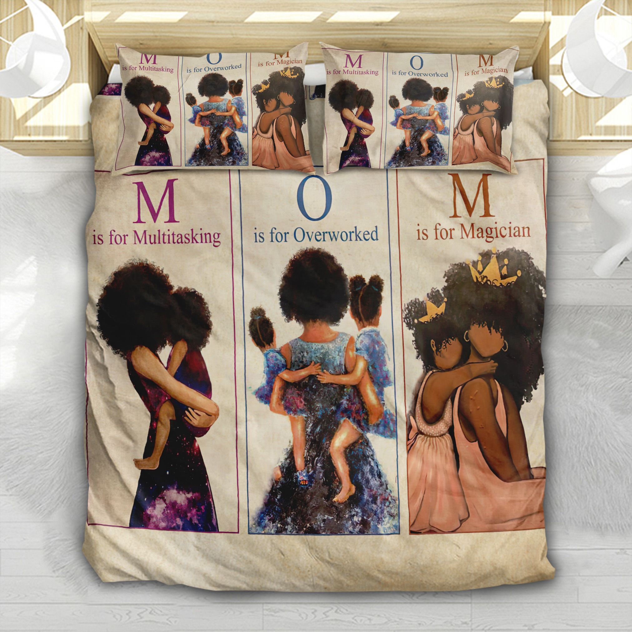 Afro Mom Acronym Bedding Set