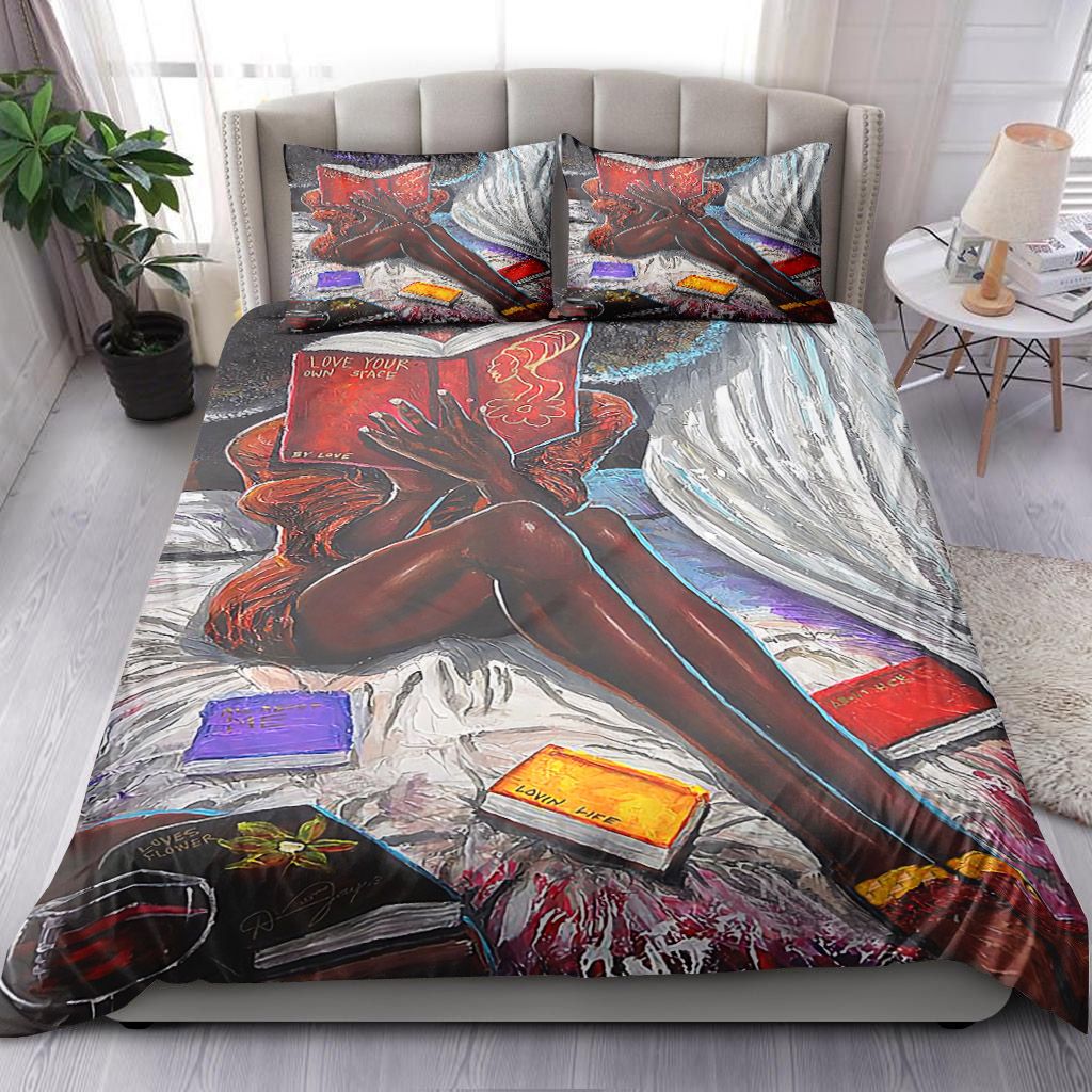 Afro Reading Book Art Bedding Set