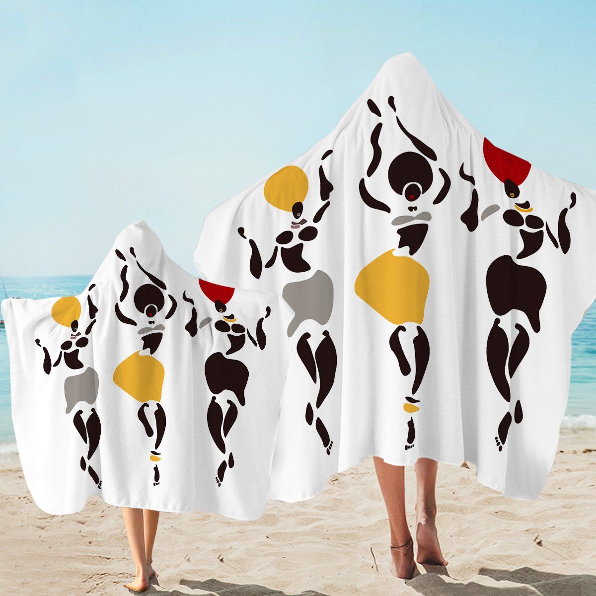 Afro Textured Ladies Dancing Printed Hooded Towel