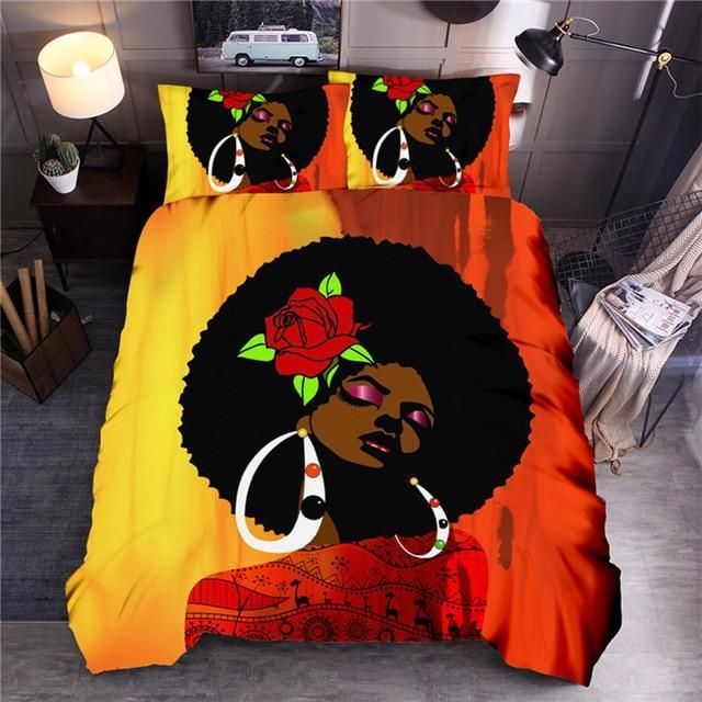 Afro Woman Ethnic African Bedding Set