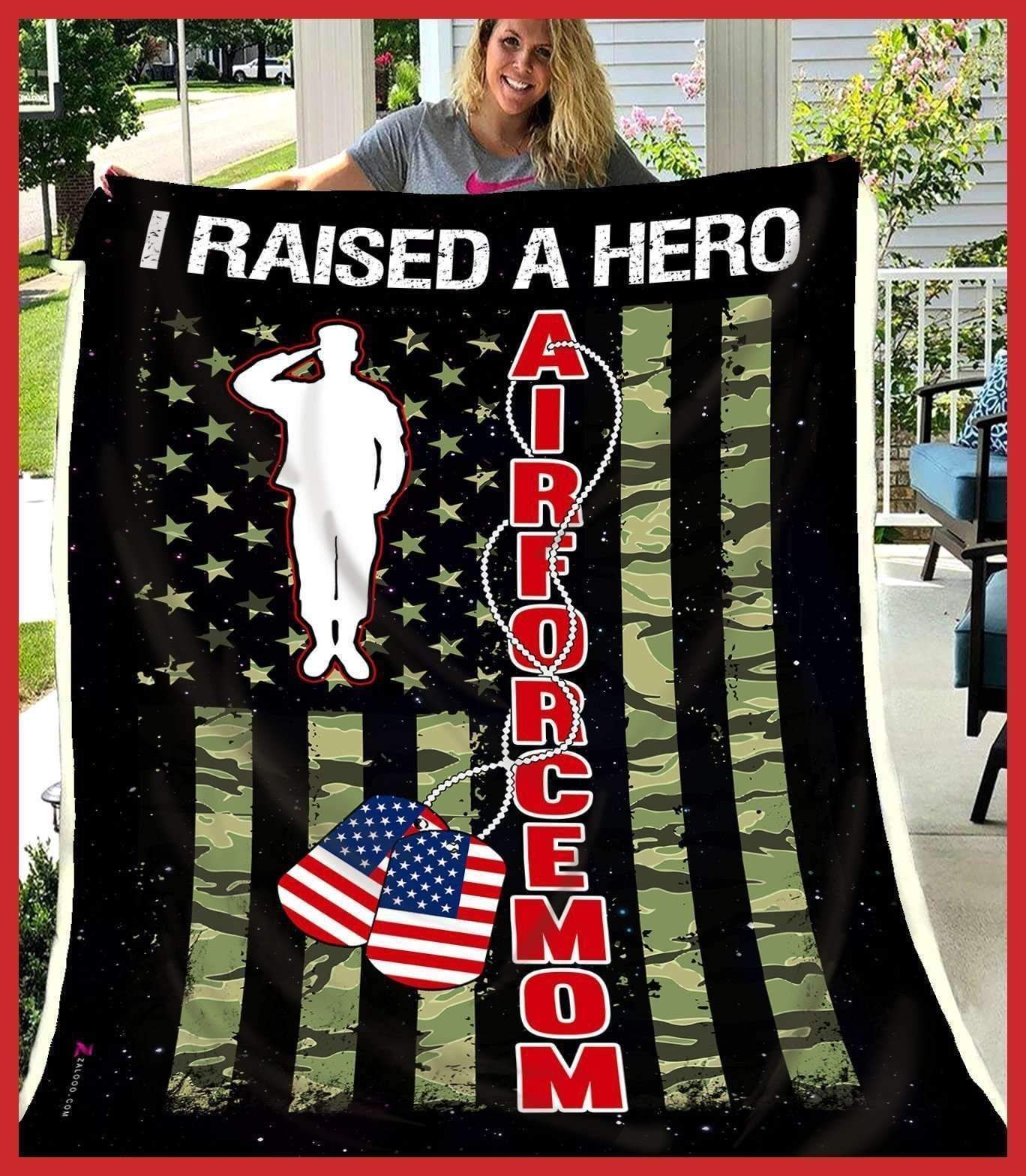 Air Force Mom I Raised A Hero Sherpa Fleece Blanket