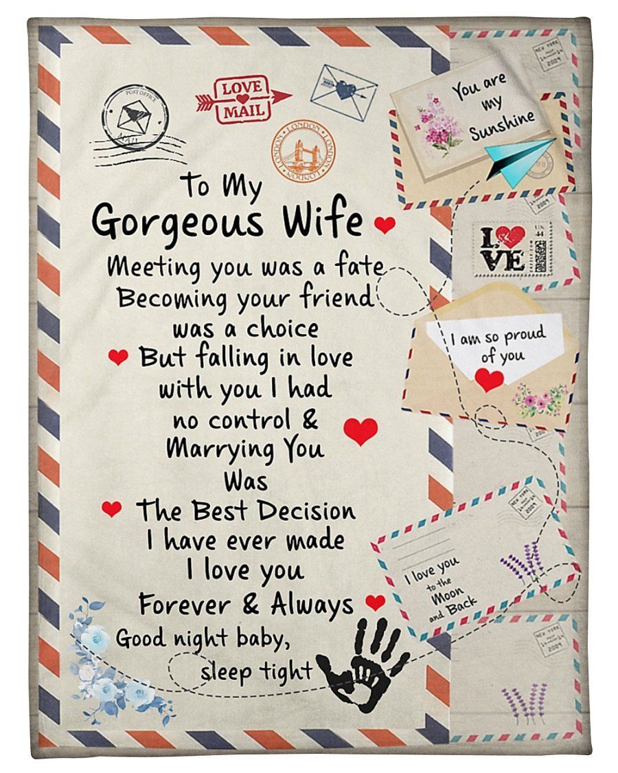Air Mail Envelop Husband To Wife Love You Forever And Always Fleece Blanket Fleece Blanket