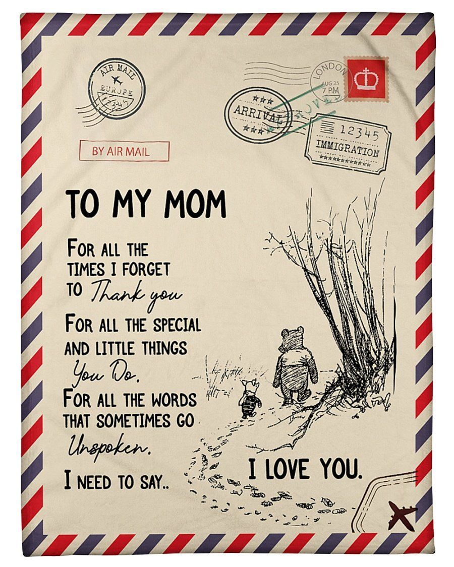 Air Mail To My Mom I Love You Fleece Blanket Fleece Blanket
