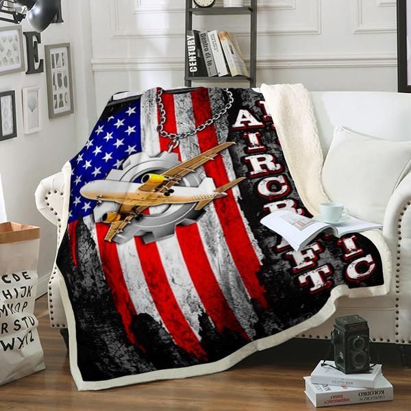 Aircraft Mechanic Sherpa Fleece Blanket