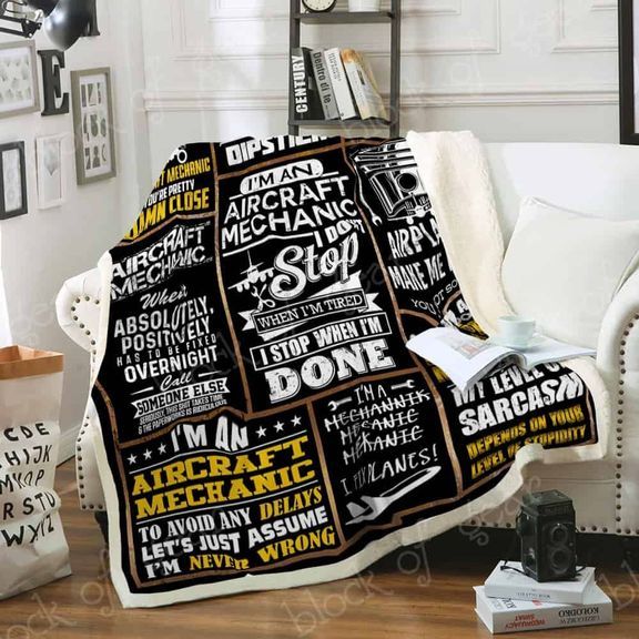 Aircraft Mechanic Fleece Blanket