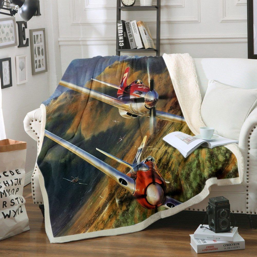 Aircraft Racing Sherpa Fleece Blanket