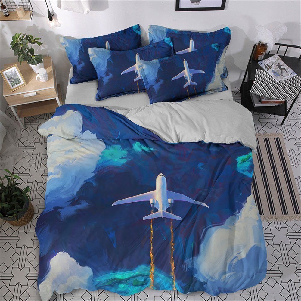 Aircraft Cotton Bed Sheets Spread Comforter Bedding Set