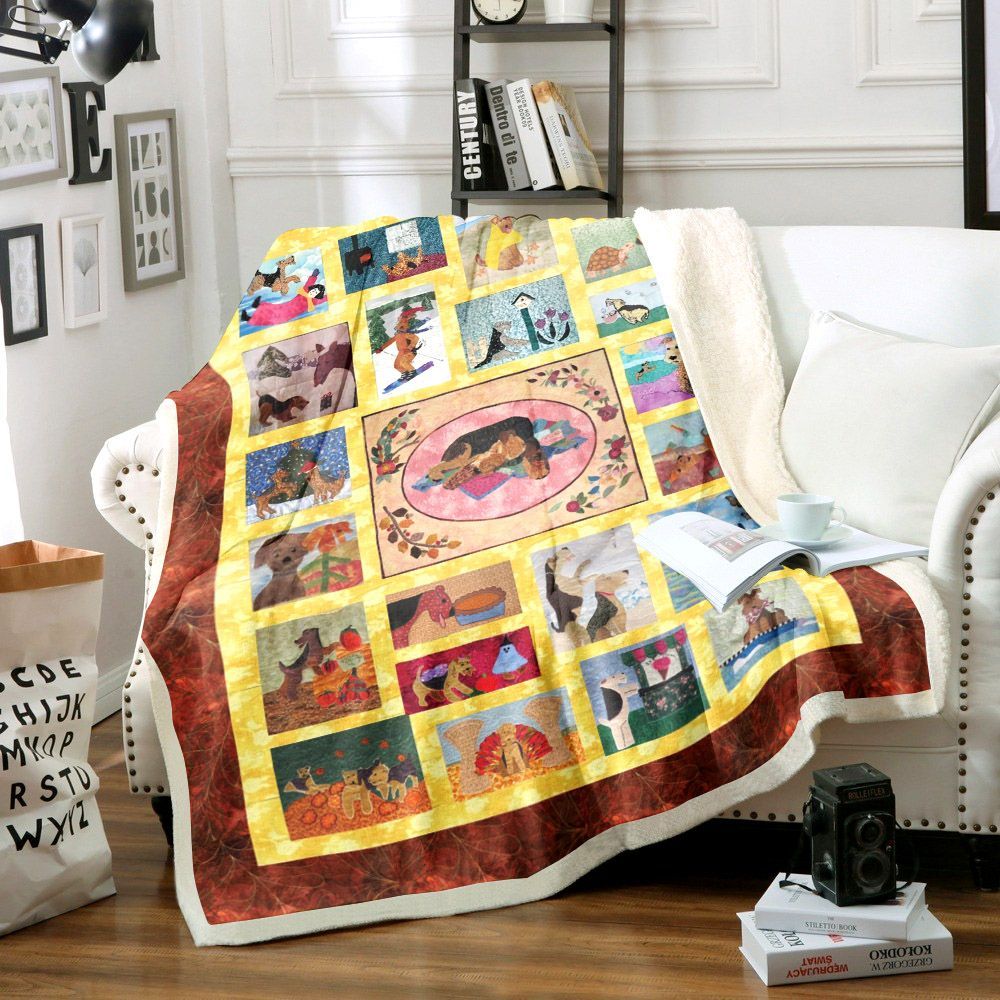 Airedale Terrier Dog Sherpa Fleece Blanket