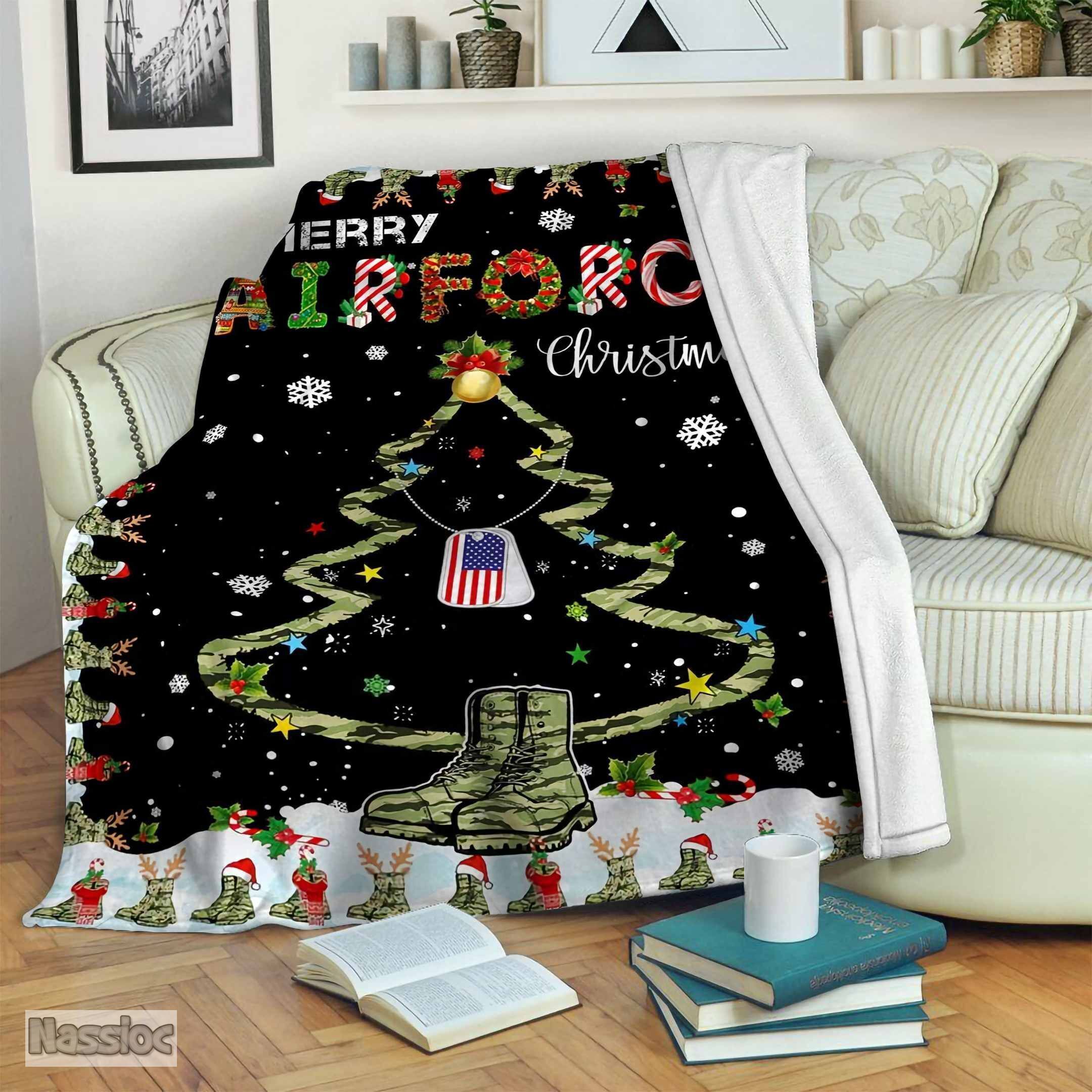 Airforce Christmas Fleece Blanket