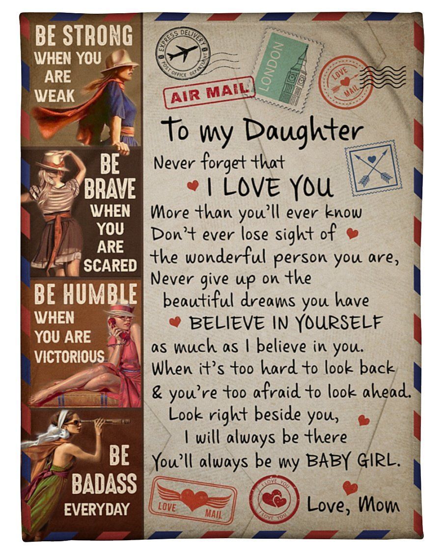 Airmail Envelope Mom To Daughter I’ll Always Be There Fleece Blanket Fleece Blanket