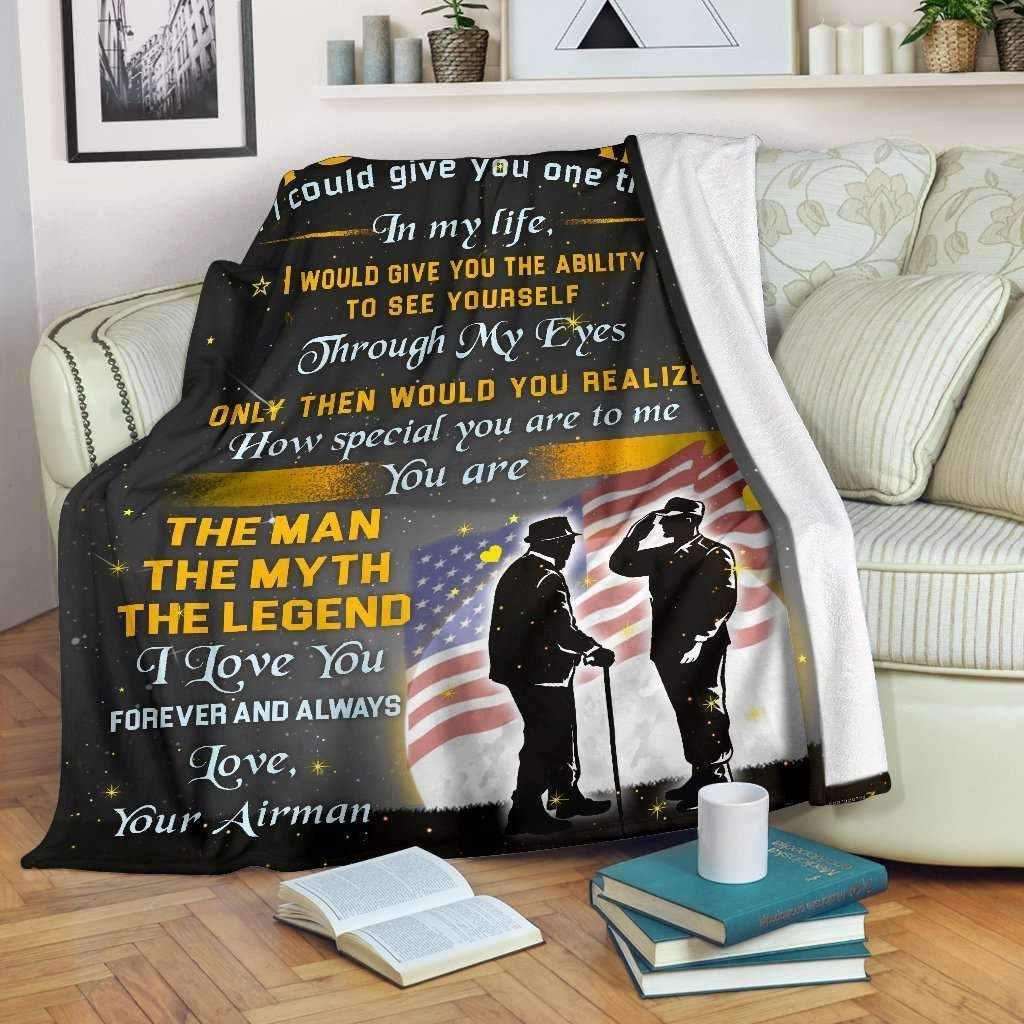 Airman Dad The Man The Myth The Legend Sherpa Fleece Blanket