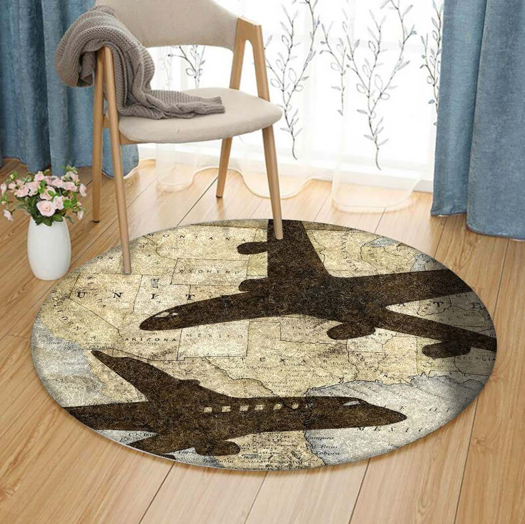 Airplane Round Carpet