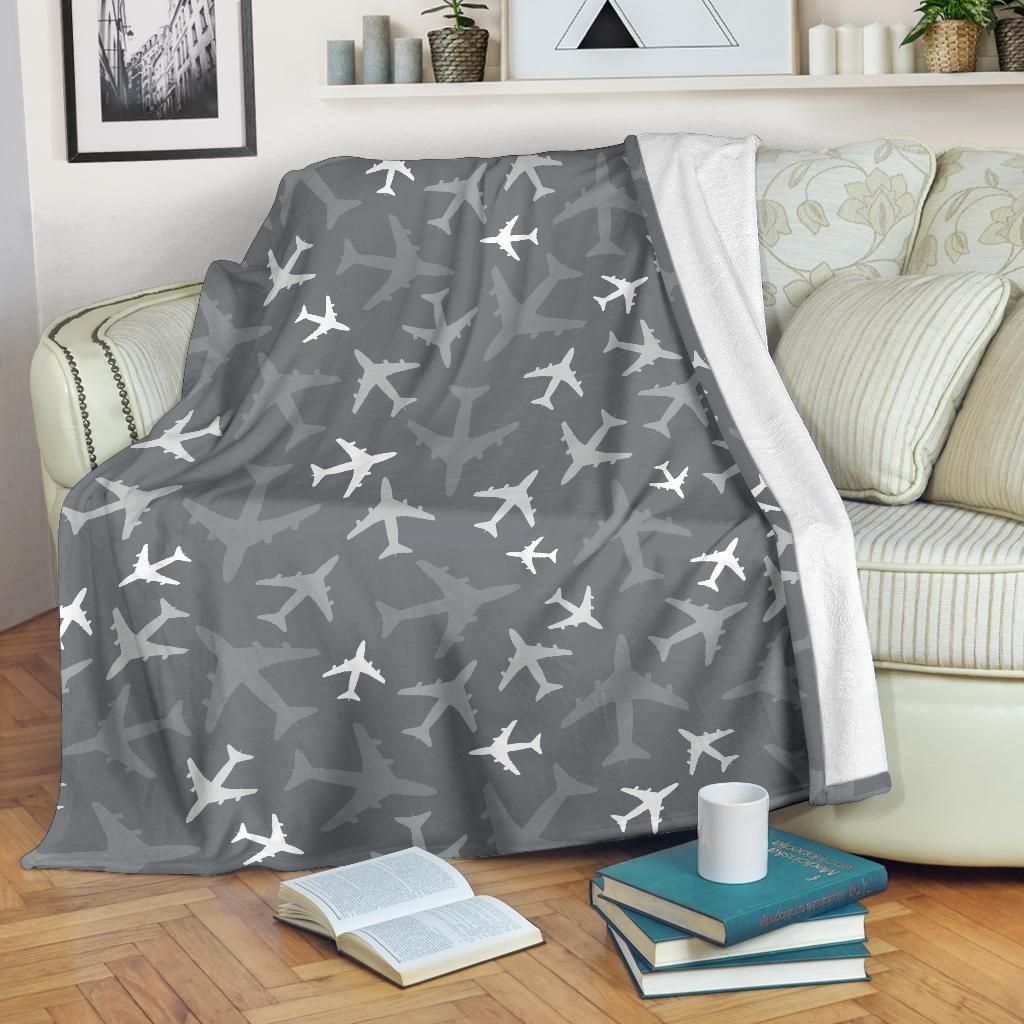 Airplane Pattern Sherpa Fleece Blanket