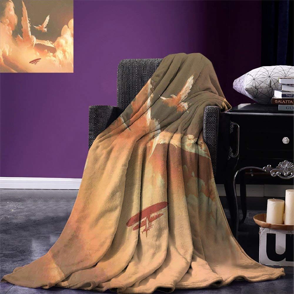 Airplane Racing With Bird Sherpa Fleece Blanket