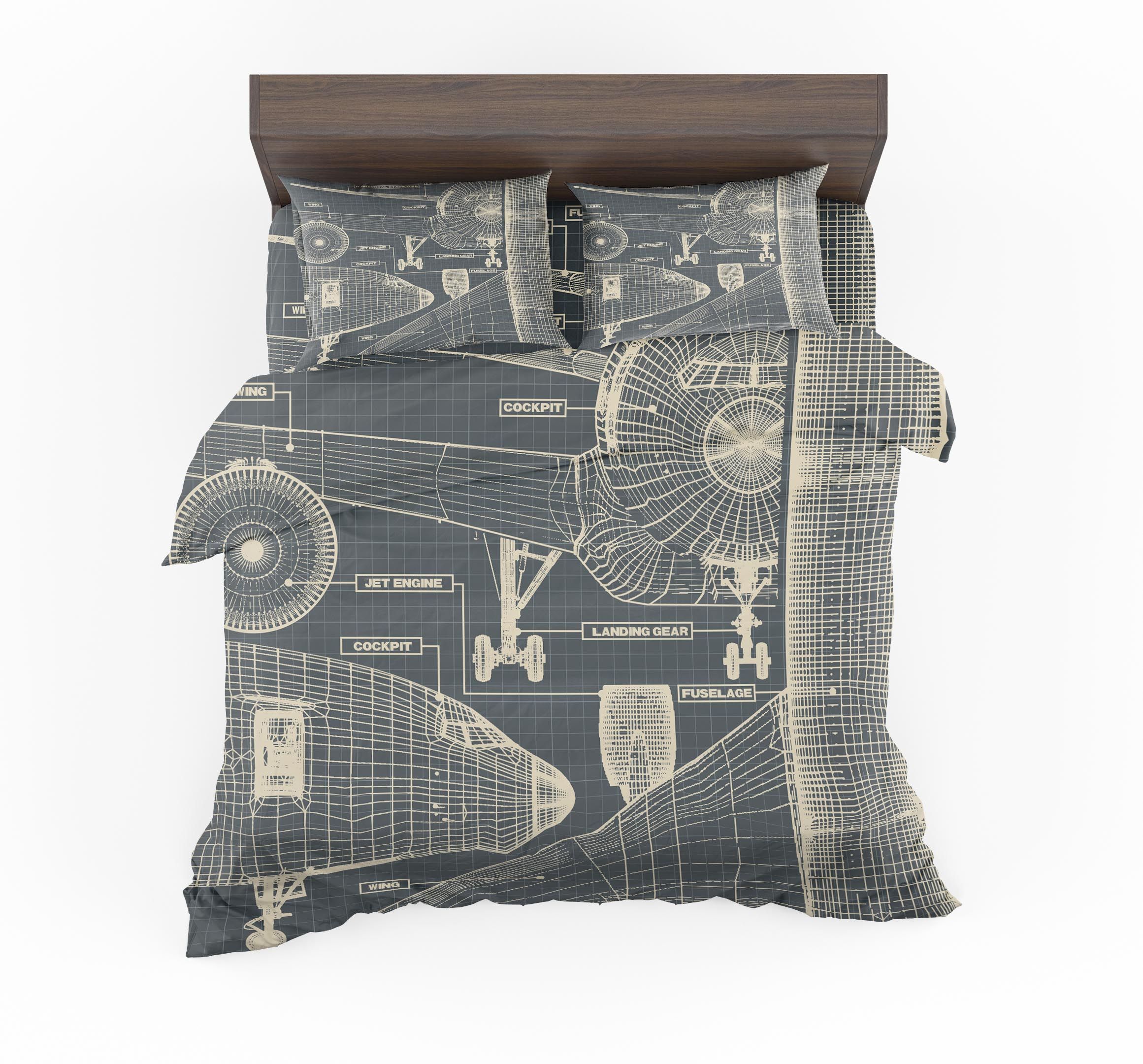 Airplanes Fuselage And Details Designed Bedding Set