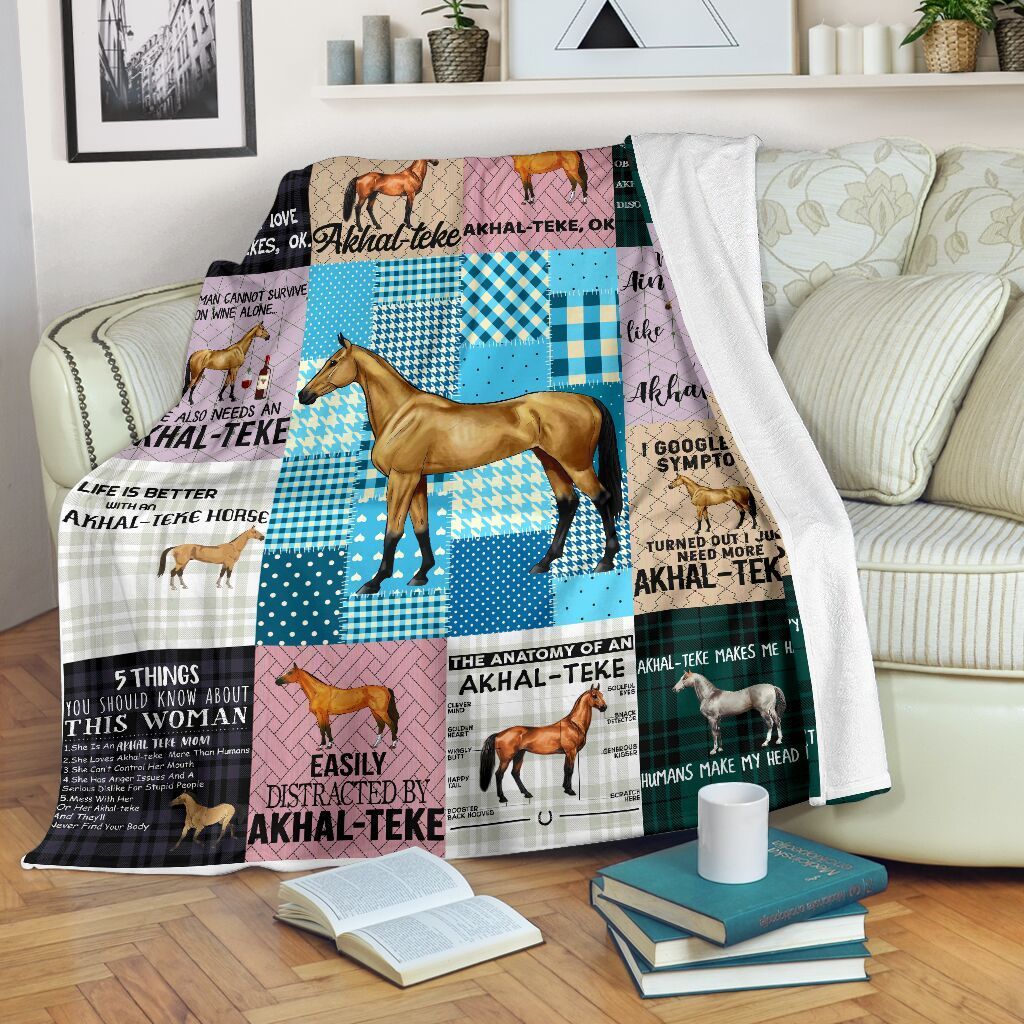 Akhal Teke Horse Sherpa Fleece Blanket