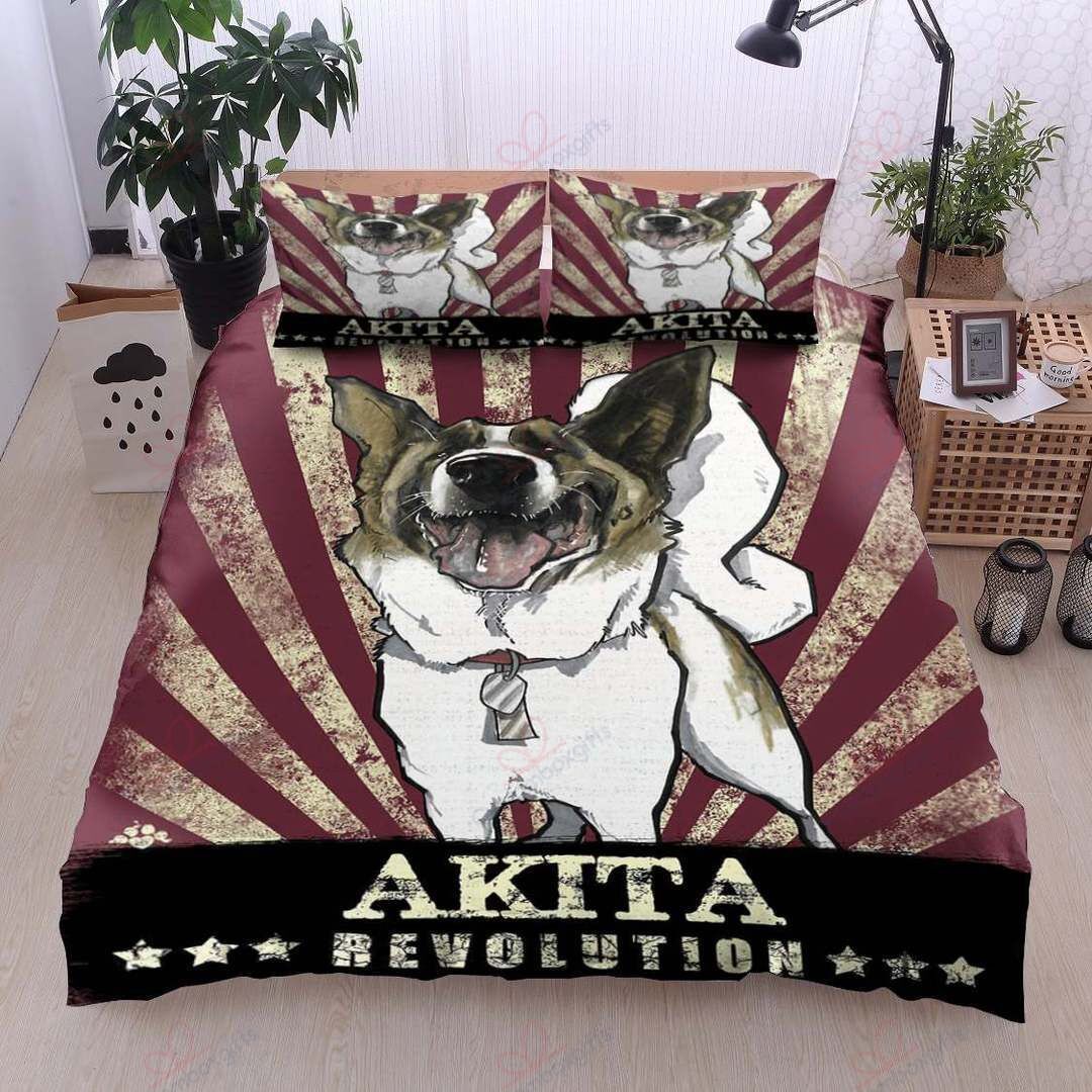 Akita Love Pug Printed Bedding Set