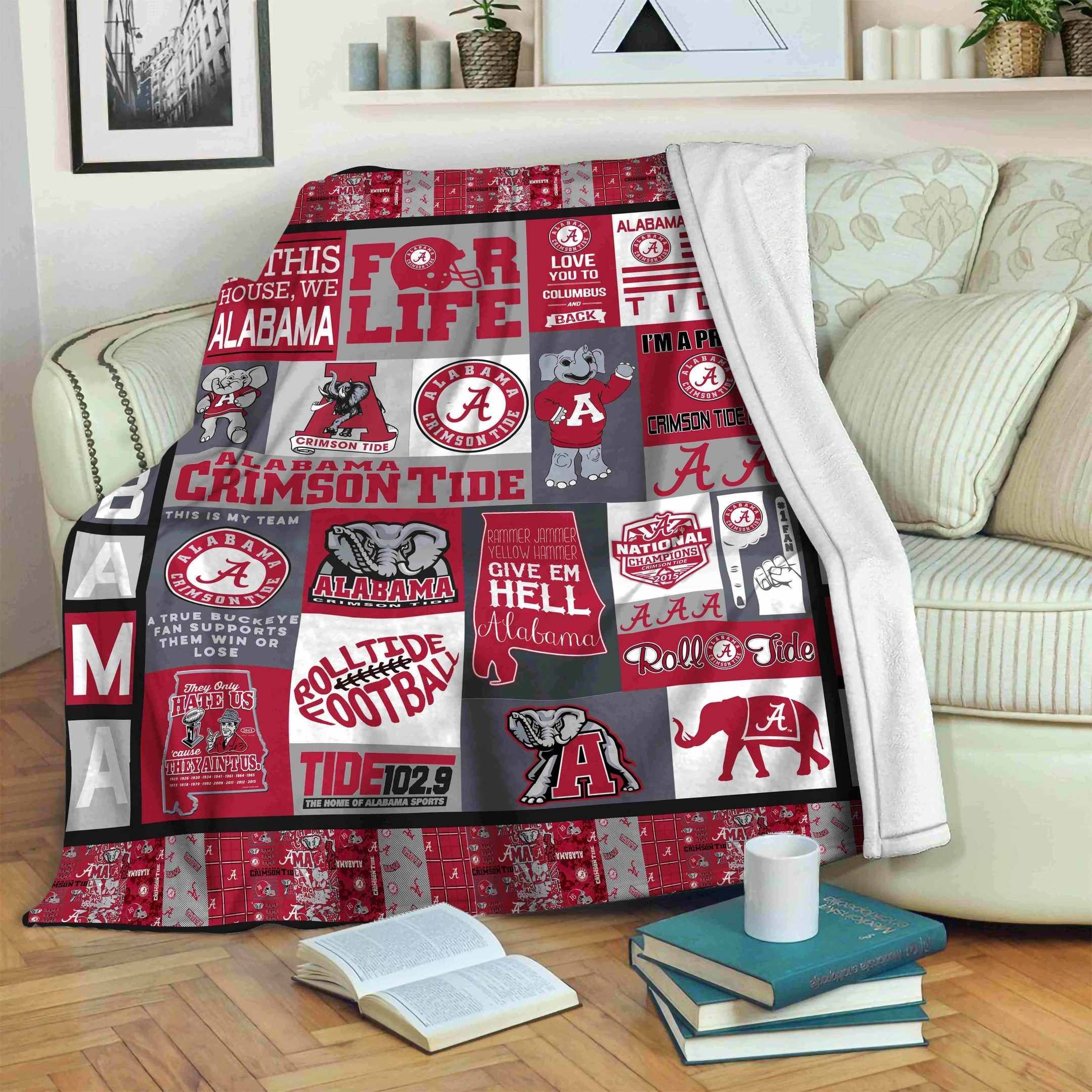 Alabama-Crimson-Tide Sherpa Fleece Blanket Sleepy