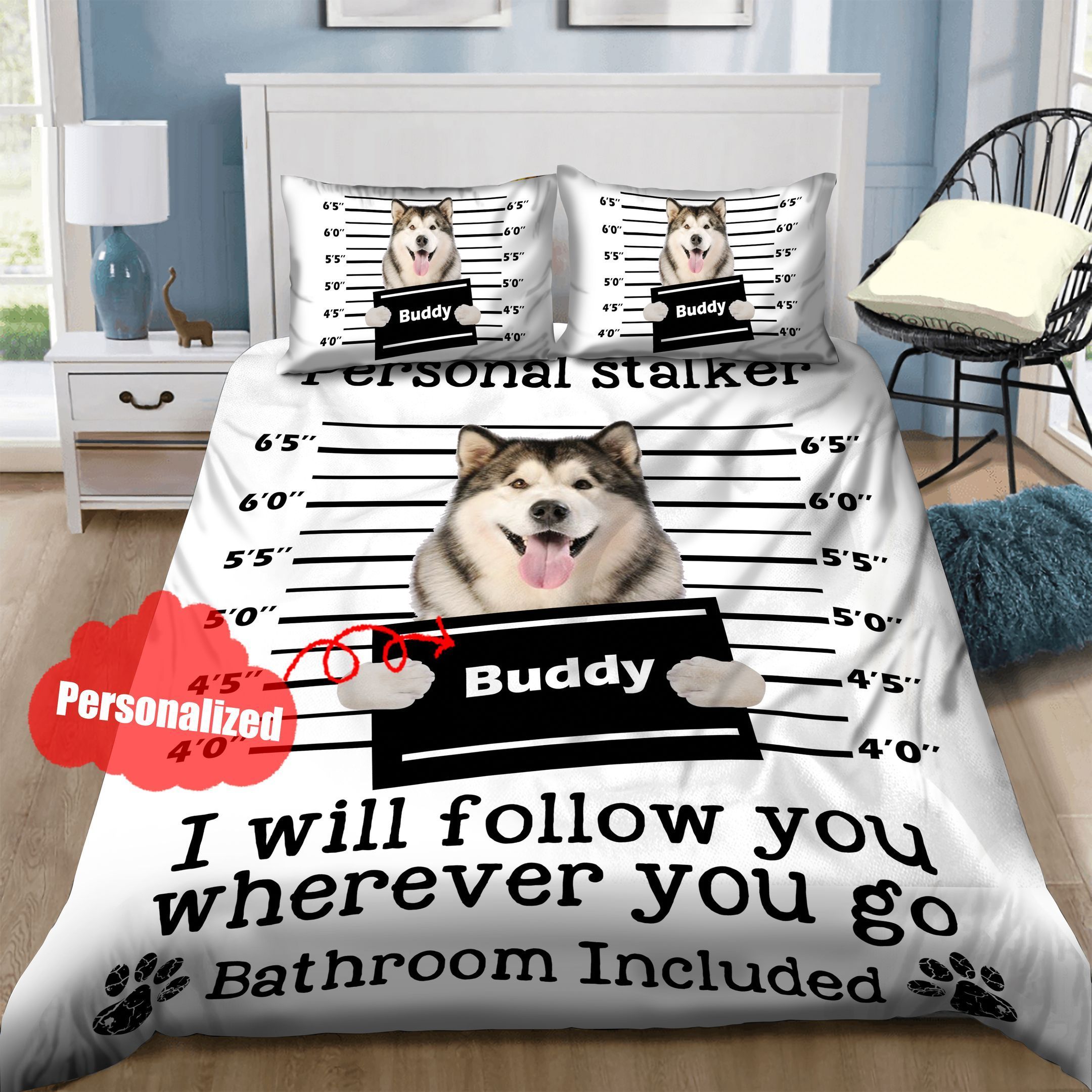 Alaskan Malamute Stalker Personalized Bedding Set