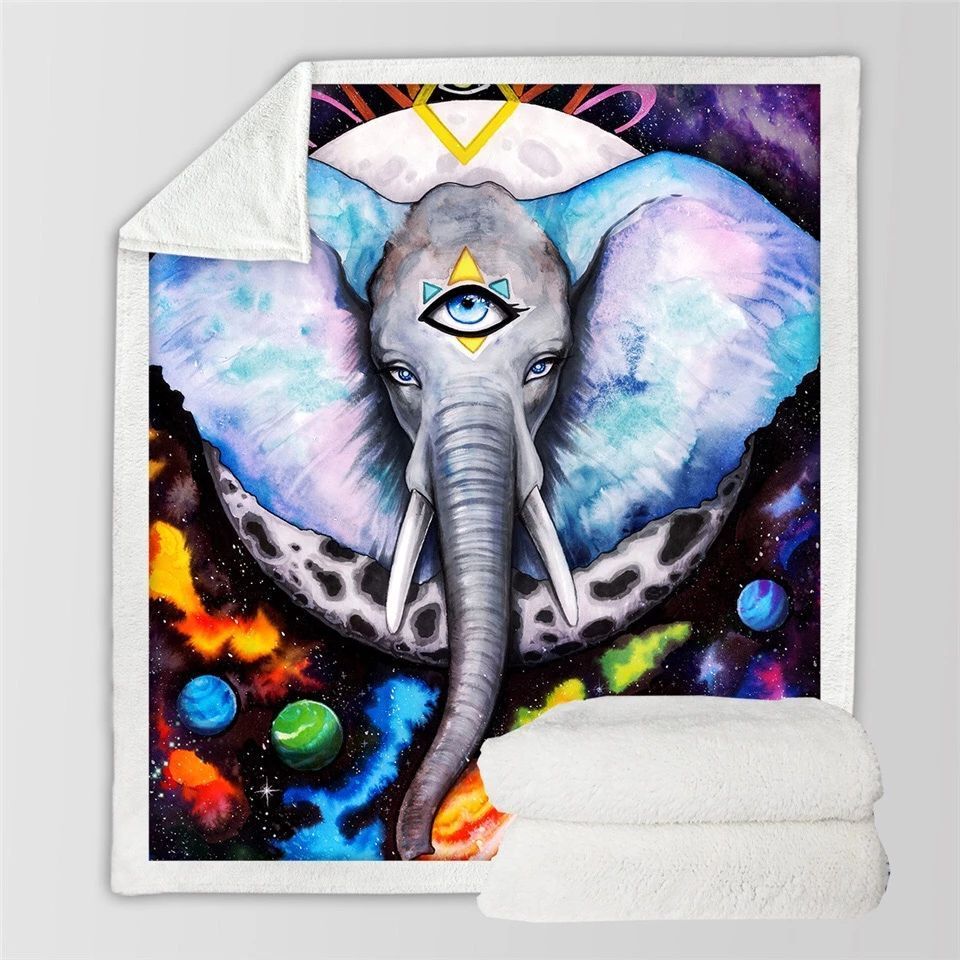 Alien Elephant Sherpa Fleece Blanket