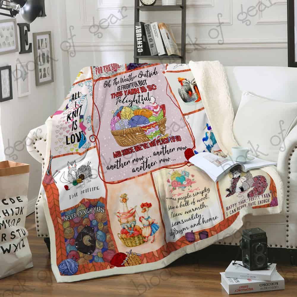 All I Knit Is Love Fleece Blanket