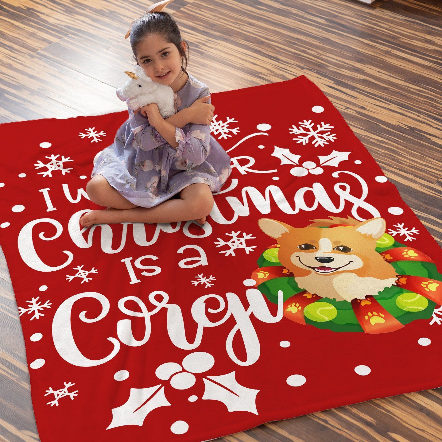 All I Want For Christmas Is A Corgi Sherpa Fleece Blanket