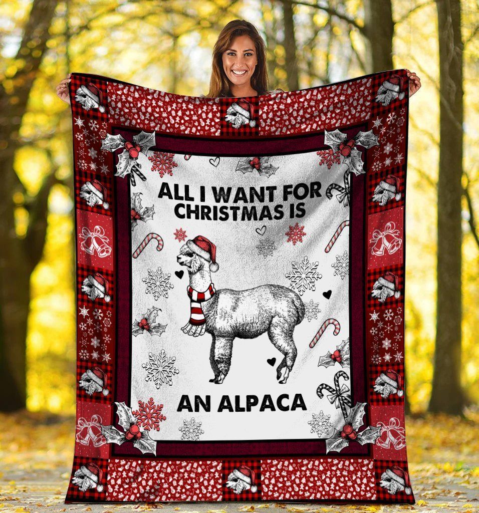 All I Want For Christmas Is An Alpaca Llama Fleece Blanket