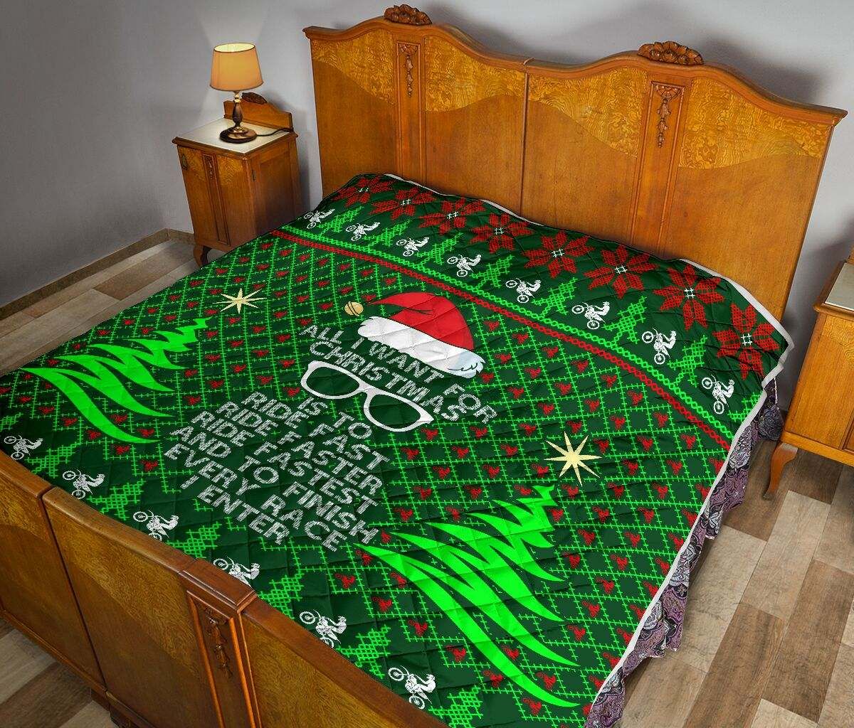 ALL I WANT FOR CHRISTMAS IS TO RIDE FAST MOTOCROSS QUILT DHC281111233DD