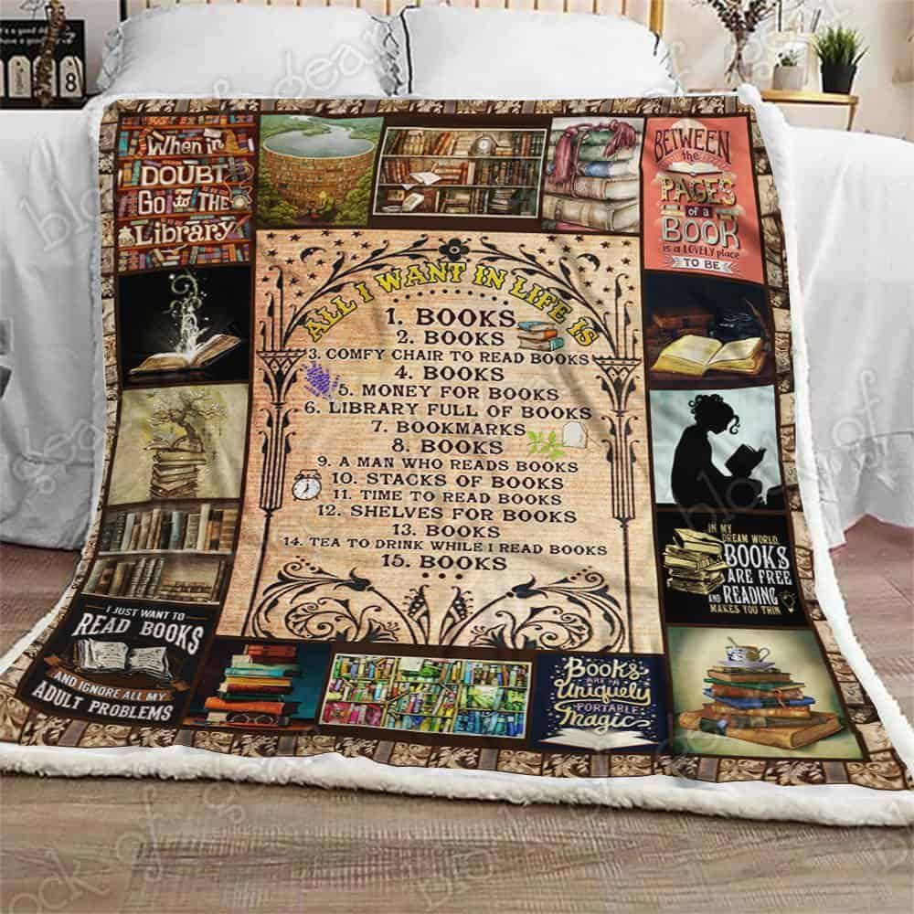 All I Want In Life Is Books Fleece Blanket