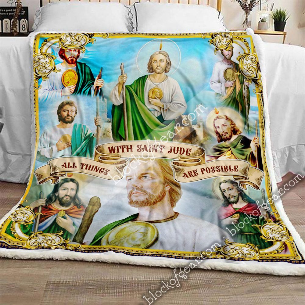 All Things With Saint Jude Are Possible Sherpa Fleece Blanket