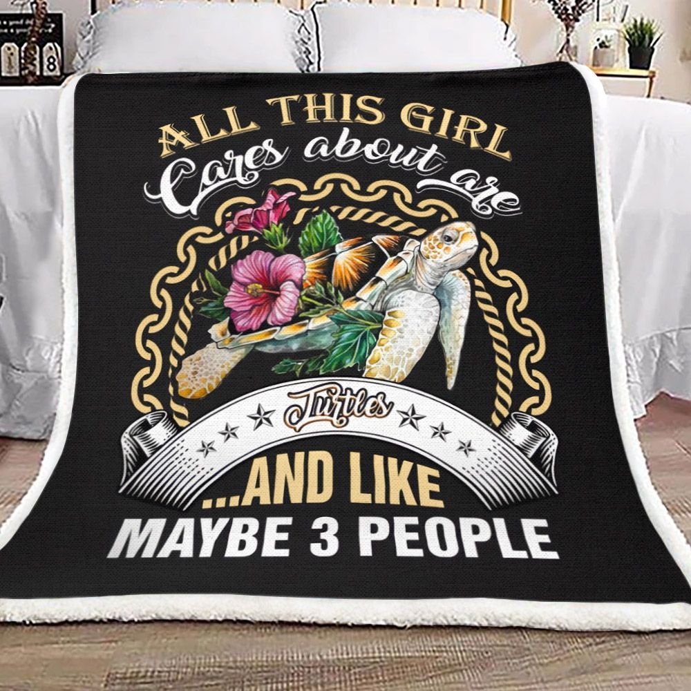 All This Girl Cares About Are Turtles Sherpa Fleece Blanket