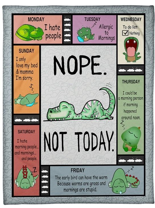 All Weekdays Nope Not Today Dinosaur Sherpa Fleece Blanket
