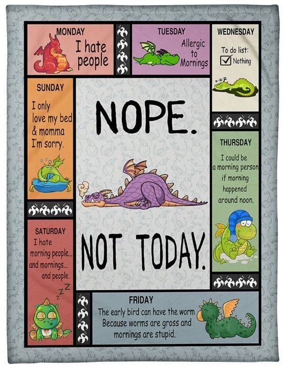 All Weekdays Nope Not Today Dragon Sherpa Fleece Blanket