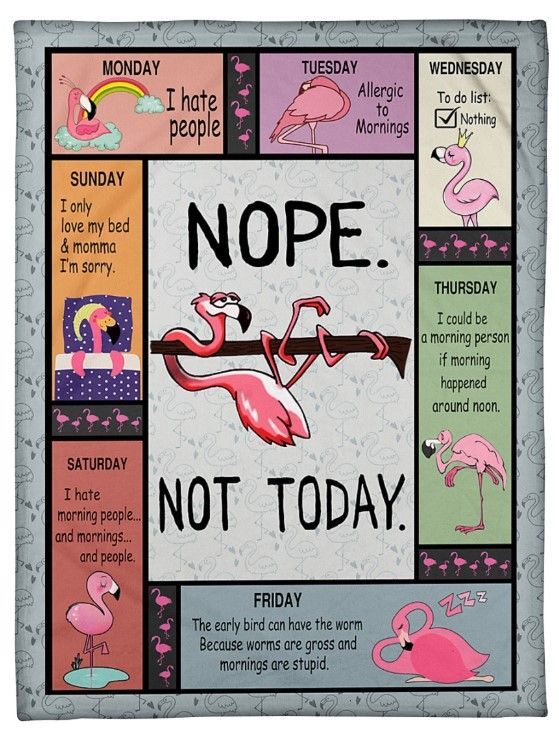 All Weekdays Nope Not Today Flamingo Sherpa Fleece Blanket