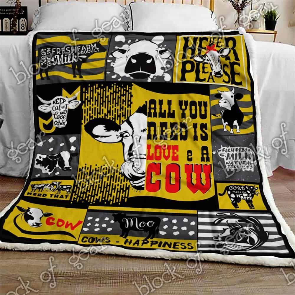 All you need is love and a cow Fleece Blanket