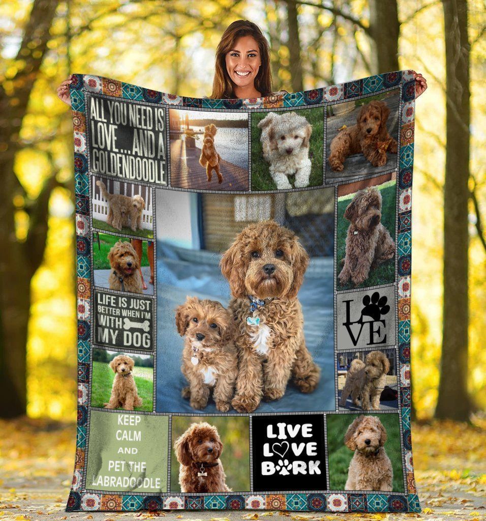 All You Need Is Love And A Golden Doodle Fleece Blanket Giving Golden Doodle Lovers