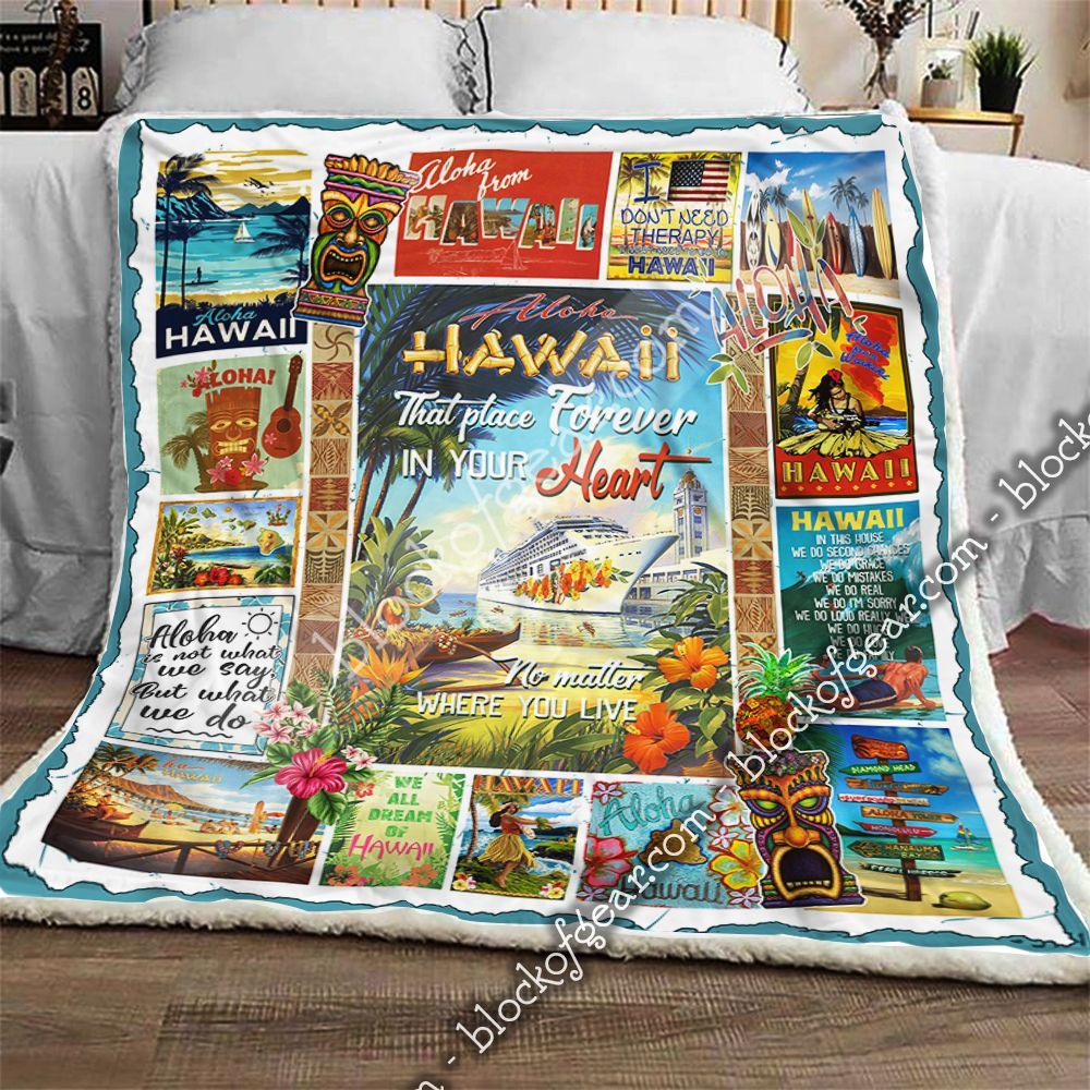 Aloha Hawaii Sherpa Fleece Blanket
