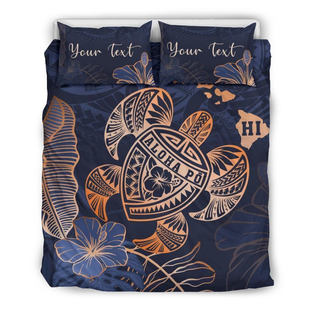Aloha Po Textured Turtle Tropical Leaf Bedding Set