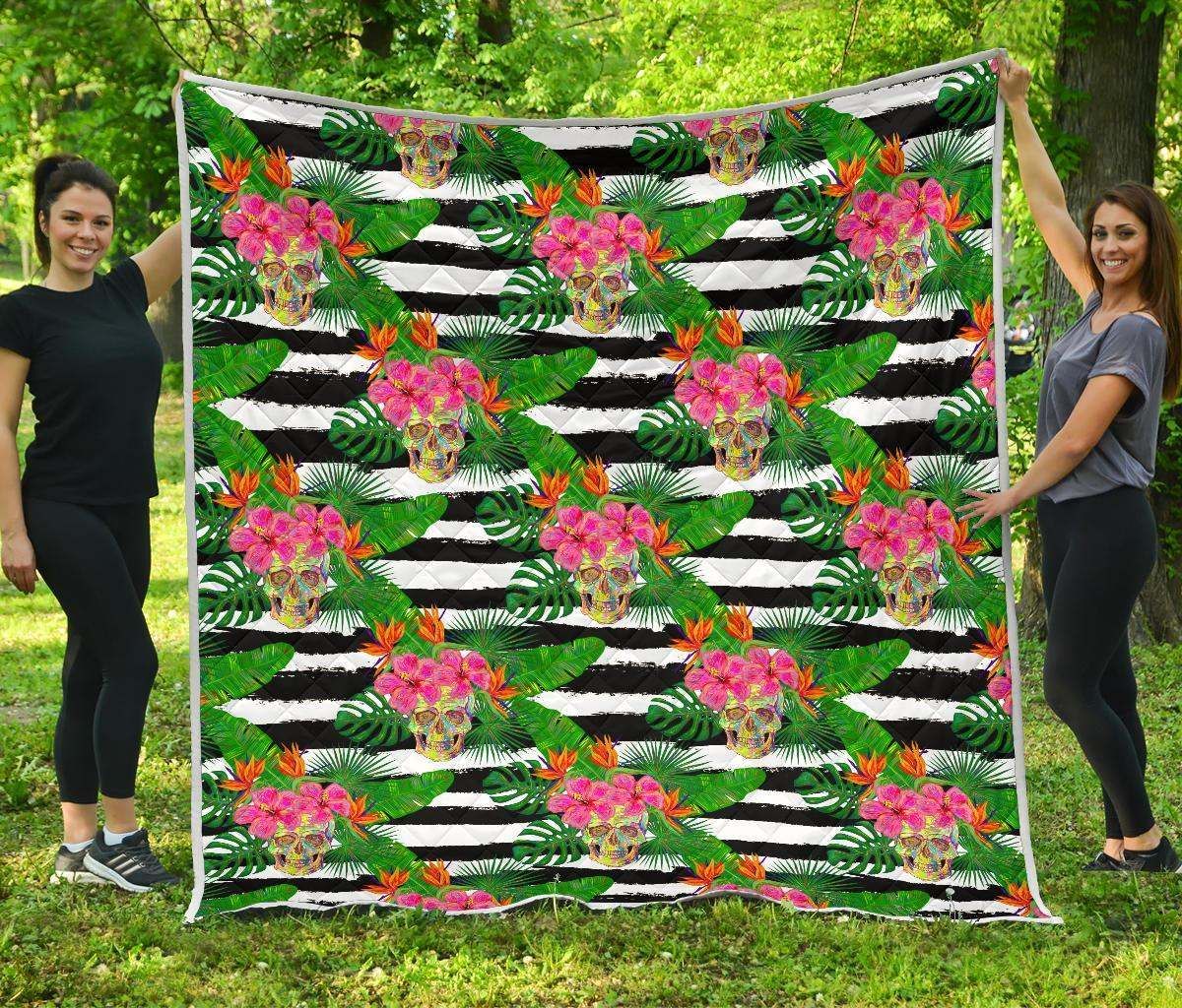 Aloha Skull Striped CL17100027MDQ Quilt Blanket