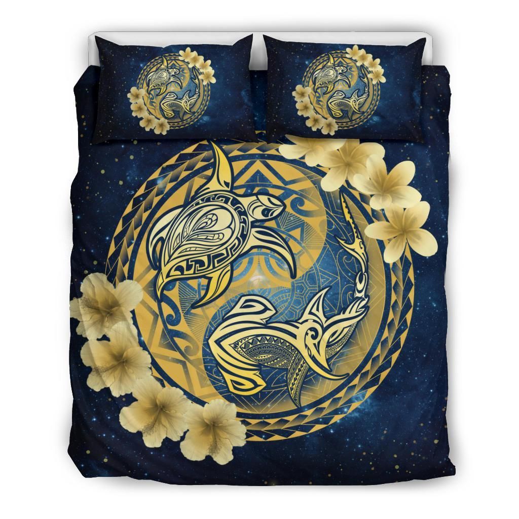 Alohawaii Hawaii Galaxy Yin Yang Turtle Shark Hibiscus Bedding Set