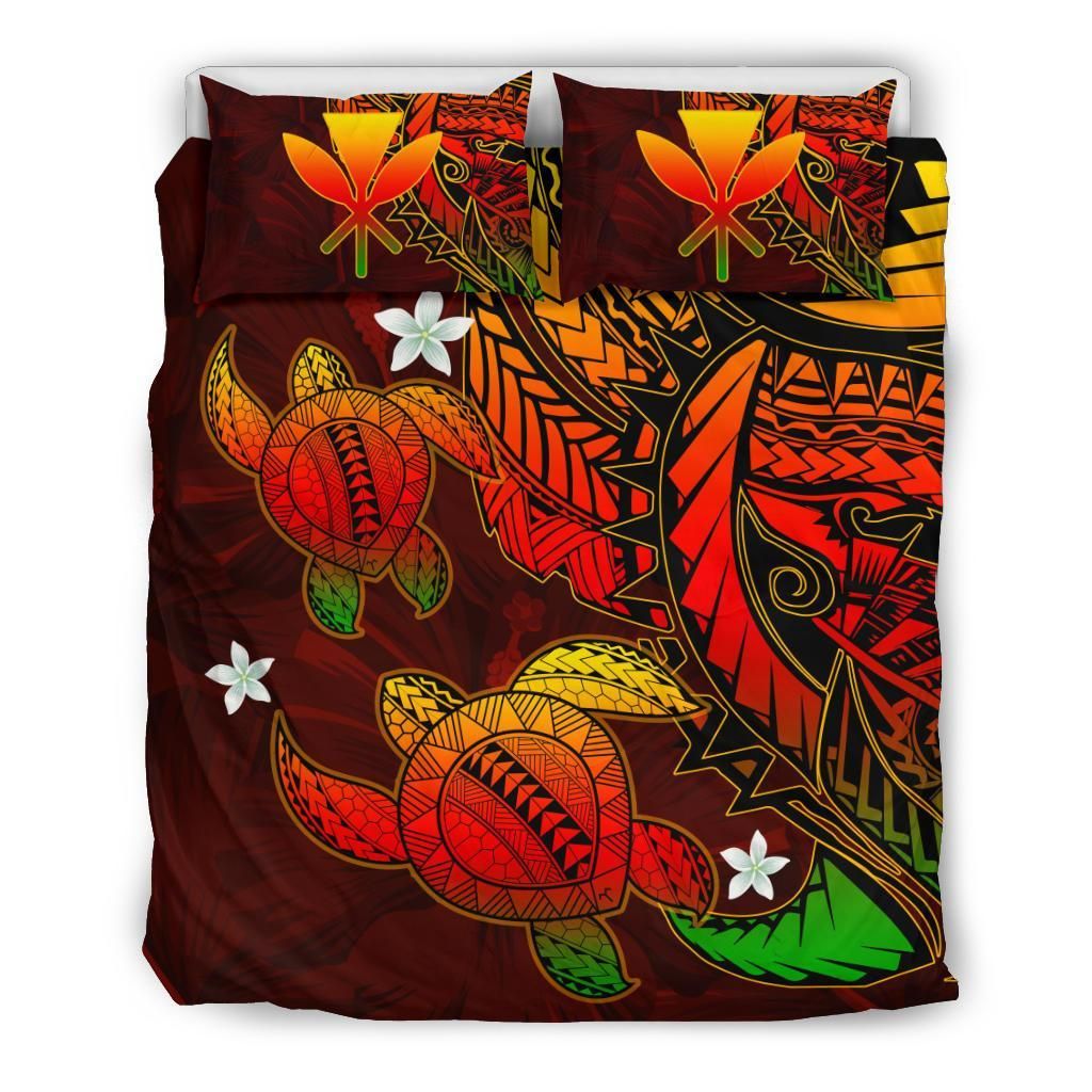 Alohawaii Hawaii Polynesian Turtle Hibiscus Flag Color Bedding Set
